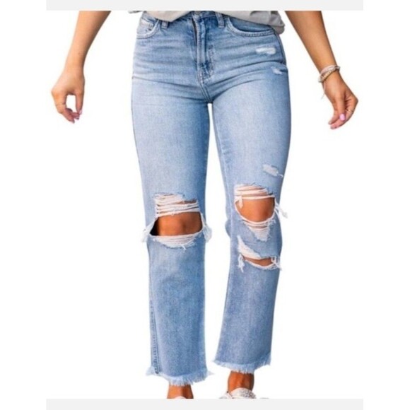 Flying Monkey Denim - NWT Flying Monkey "Apart" High Rise Mom Jean Y3920 Distressed Straight Cropped